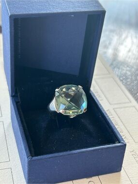 Swarovski blue cushion cut ring Size 6